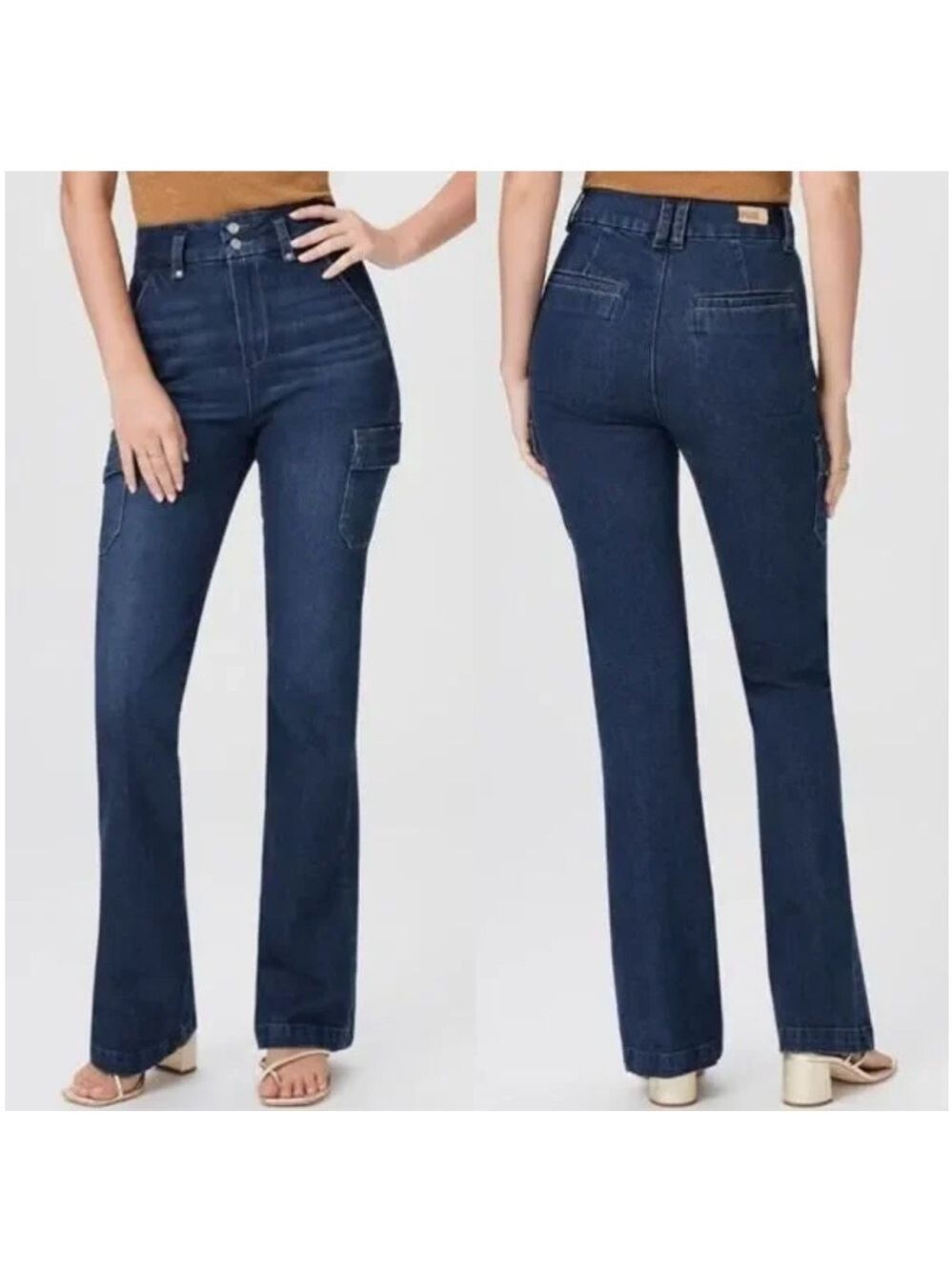 NWT Paige Dion Cargo Pockets Gracie Lou Wide Leg Jean Size 26